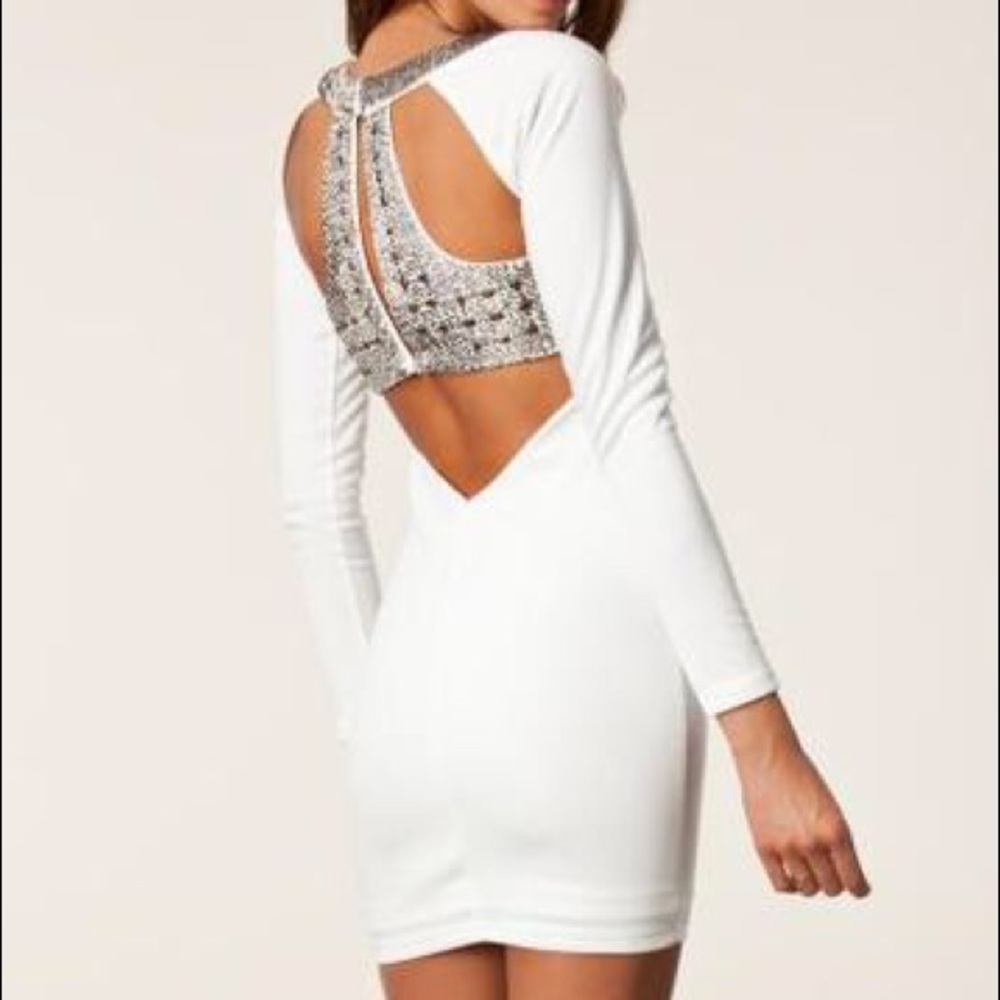 Embellished Open Back Party Dress
